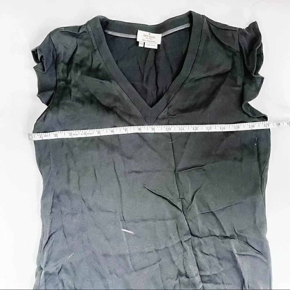 Kate Spade Flutter Sleeve Satin Crepe Blouse